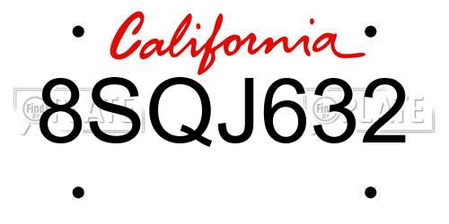 8SQJ632 California License Plate
