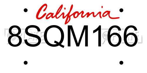 8SQM166 California License Plate
