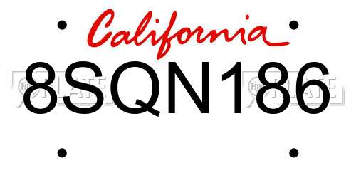 8SQN186 California License Plate