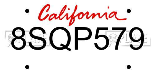 8SQP579 California License Plate