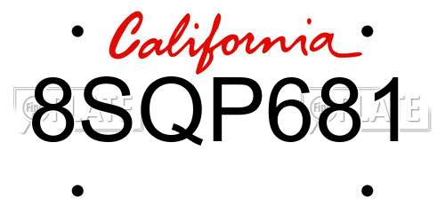 8SQP681 California License Plate
