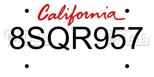 8SQR957 California License Plate