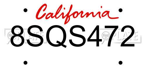 8SQS472 California License Plate