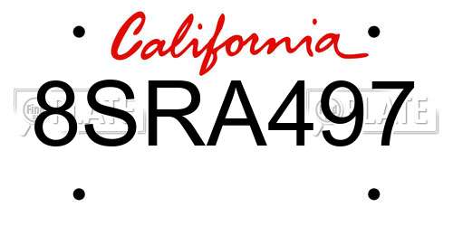 8SRA497 California License Plate