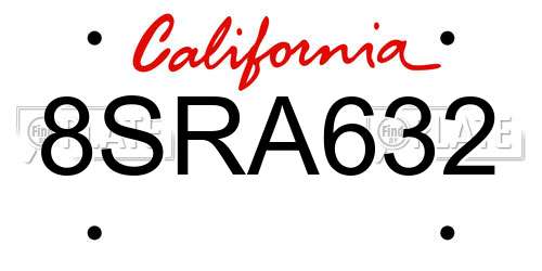 8SRA632 California License Plate