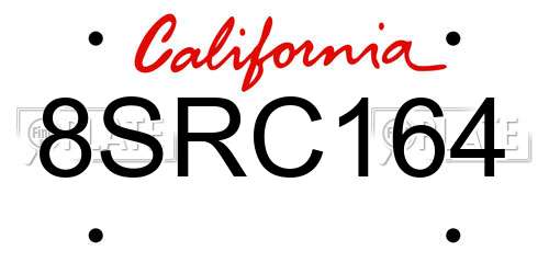 8SRC164 California License Plate