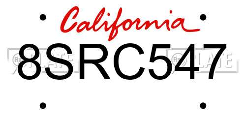8SRC547 California License Plate