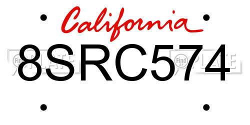 8SRC574 California License Plate