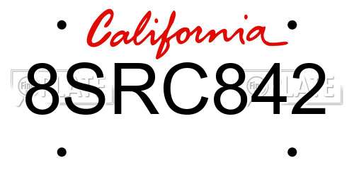 8SRC842 California License Plate
