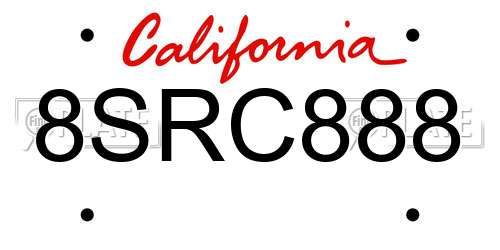 8SRC888 California License Plate