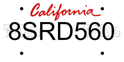 8SRD560 California License Plate