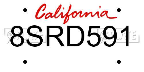 8SRD591 California License Plate