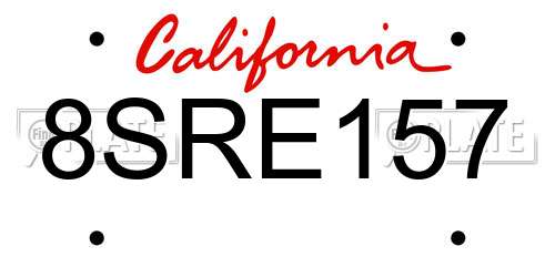 8SRE157 California License Plate
