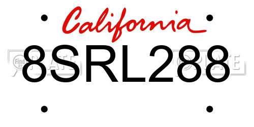 8SRL288 California License Plate
