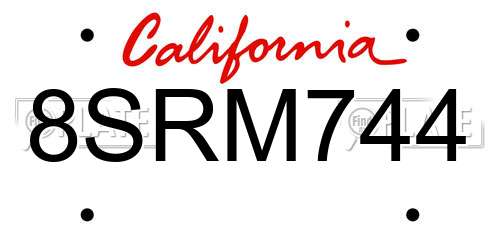 8SRM744 California License Plate