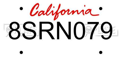8SRN079 California License Plate