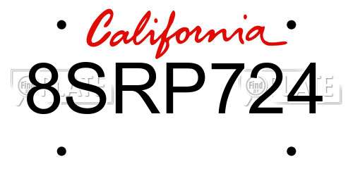 8SRP724 California License Plate