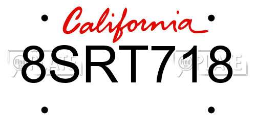 8SRT718 California License Plate
