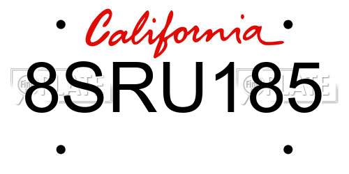 8SRU185 California License Plate