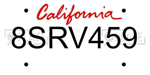 8SRV459 California License Plate