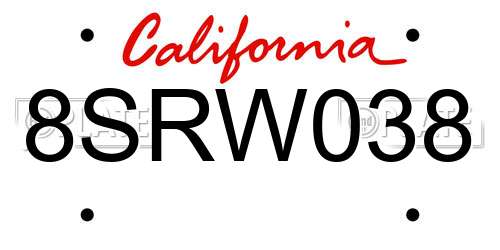 8SRW038 California License Plate