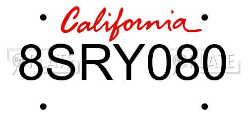 8SRY080 California License Plate