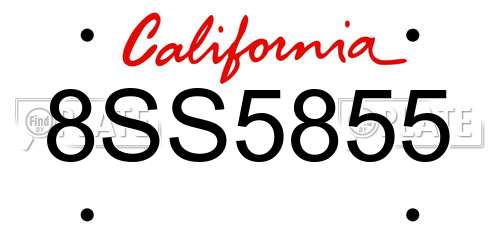 8SS5855 California License Plate