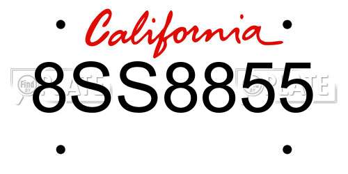 8SS8855 California License Plate