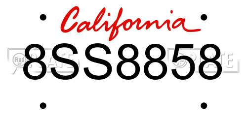 8SS8858 California License Plate
