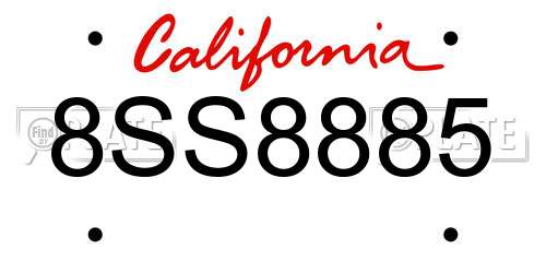 8SS8885 California License Plate