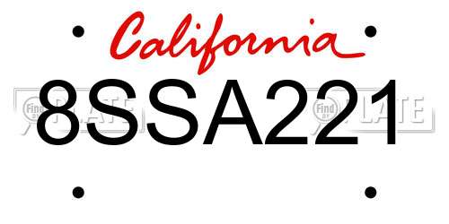 8SSA221 California License Plate