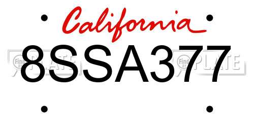 8SSA377 California License Plate