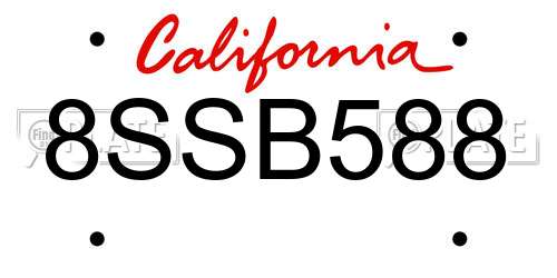 8SSB588 California License Plate