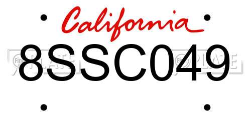 8SSC049 California License Plate