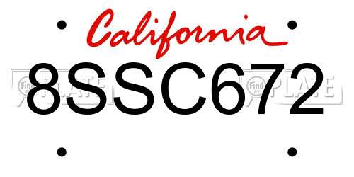 8SSC672 California License Plate