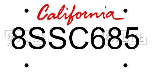 8SSC685 California License Plate