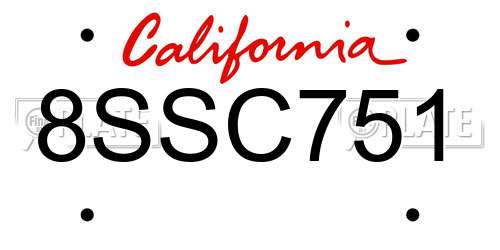 8SSC751 California License Plate