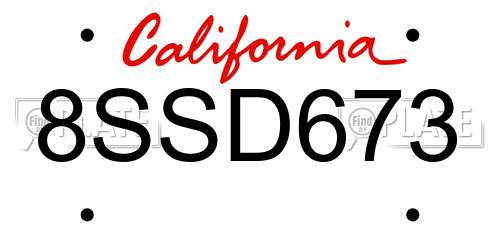 8SSD673 California License Plate