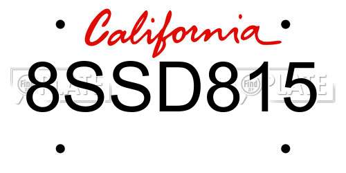 8SSD815 California License Plate