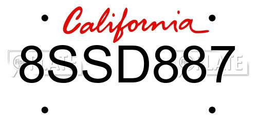 8SSD887 California License Plate