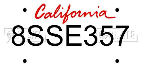 8SSE357 California License Plate