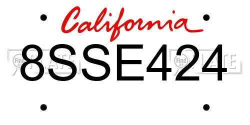 8SSE424 California License Plate