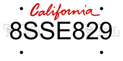 8SSE829 California License Plate