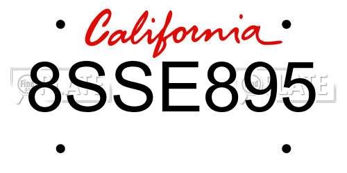 8SSE895 California License Plate