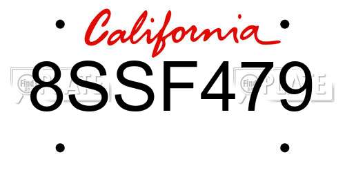 8SSF479 California License Plate