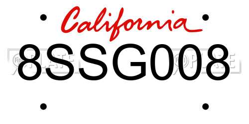 8SSG008 California License Plate