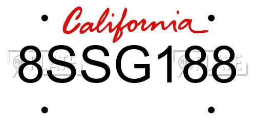 8SSG188 California License Plate