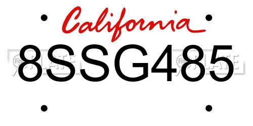 8SSG485 California License Plate