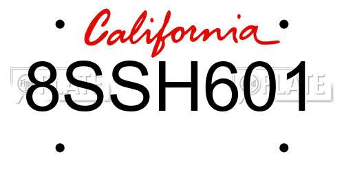 8SSH601 California License Plate