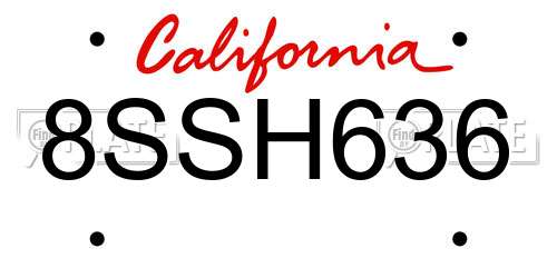 8SSH636 California License Plate